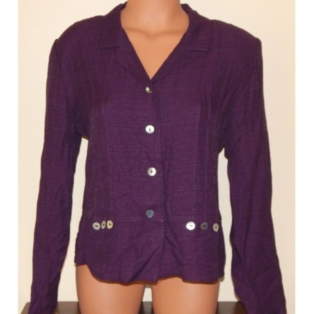 Alix Taylor Blazer Shirt Women's 12 Plum Purple NWT